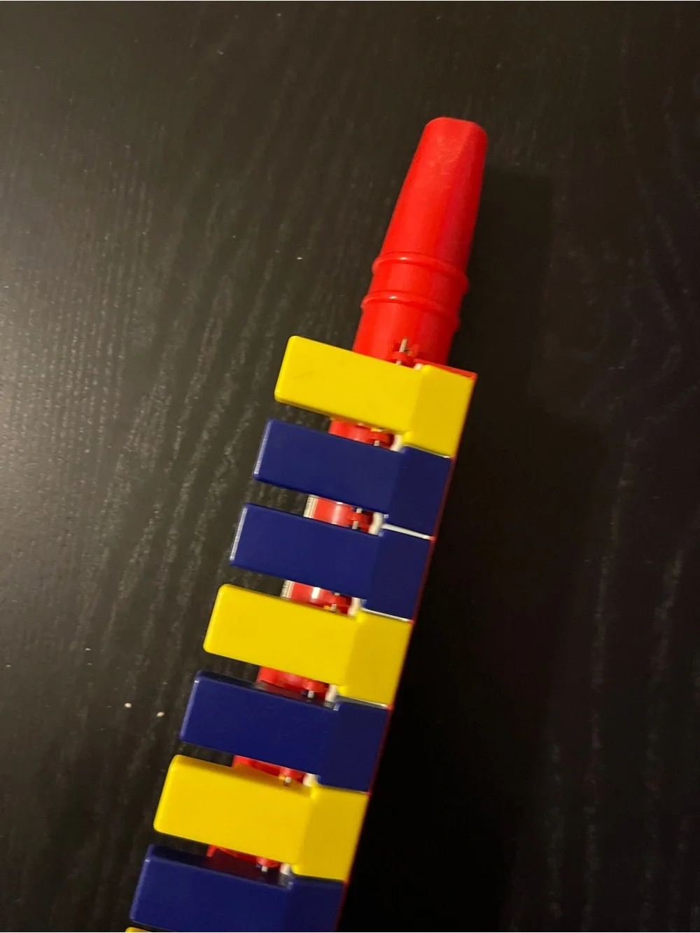 Vintage Toy Saxophone Clarinet Red Blue Yellow Plastic Keyed Horn 12”